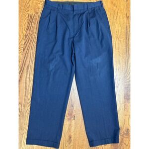Jos. A. Bank Travelers Collection Mens Navy Blue 100% Wool Pleated Pants 34x27